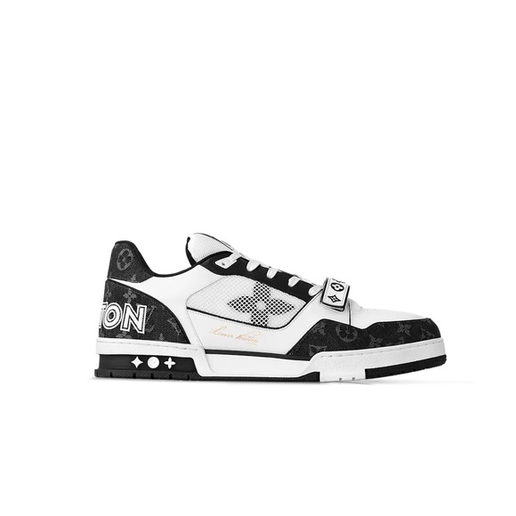 Used Men’s Size 8 (Euro Sz 41) Louis Vuitton Velcro Monogram Denim Trainer Shoes - Picture 1 of 14